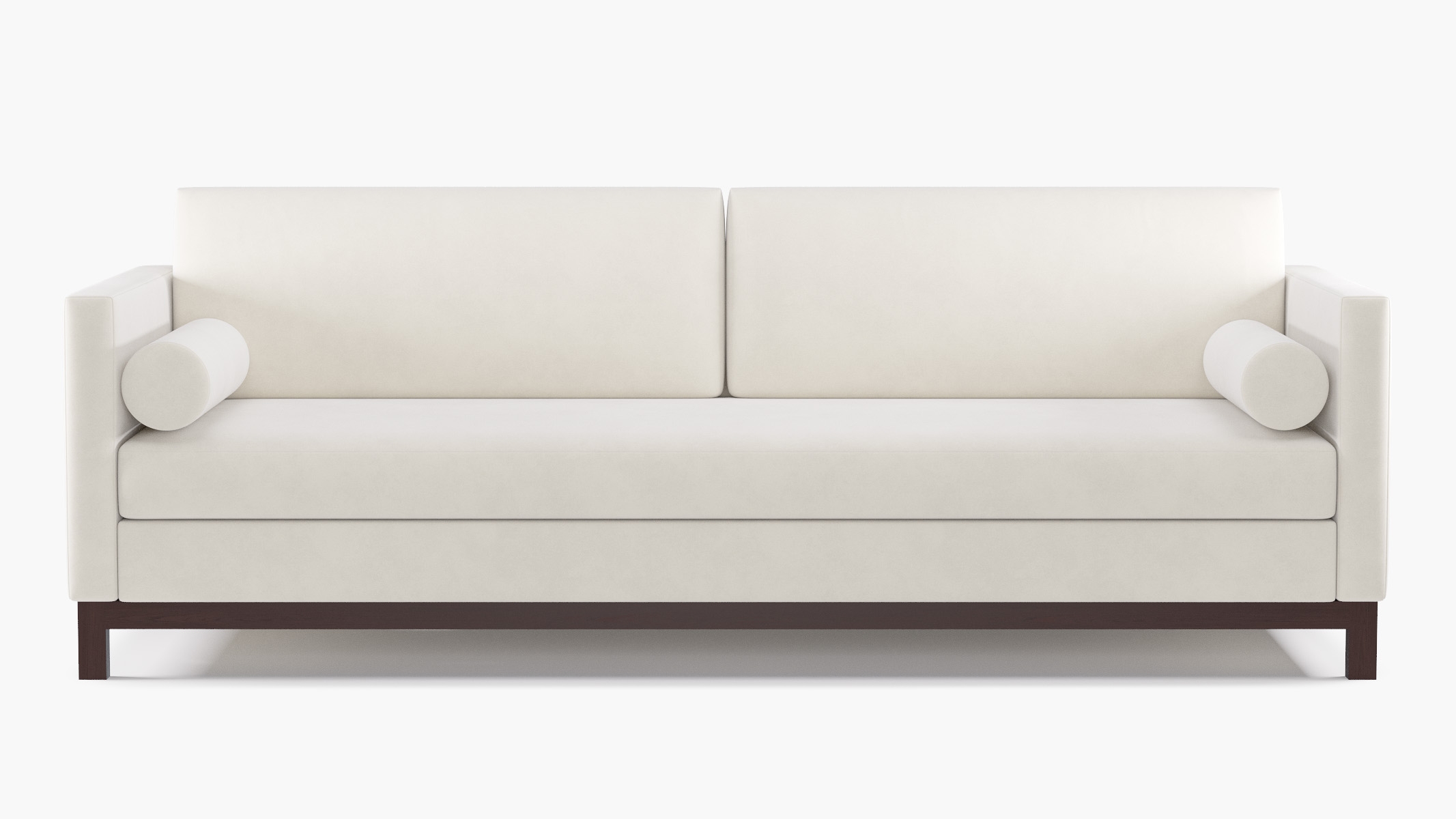 Tailored Tuxedo Sofa, White Performance Velvet, Espresso Wood Rail - Image 0