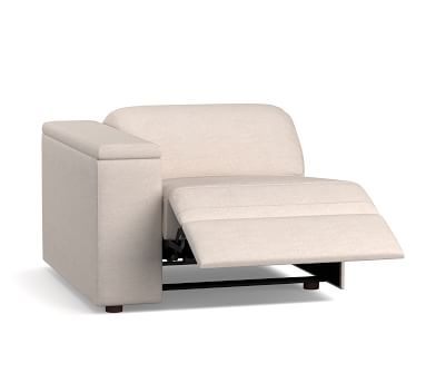 PB Ultra Lounge Square Arm Upholstered Left-arm Recliner, Polyester Wrapped Cushions, Chenille Basketweave Charcoal - Image 2