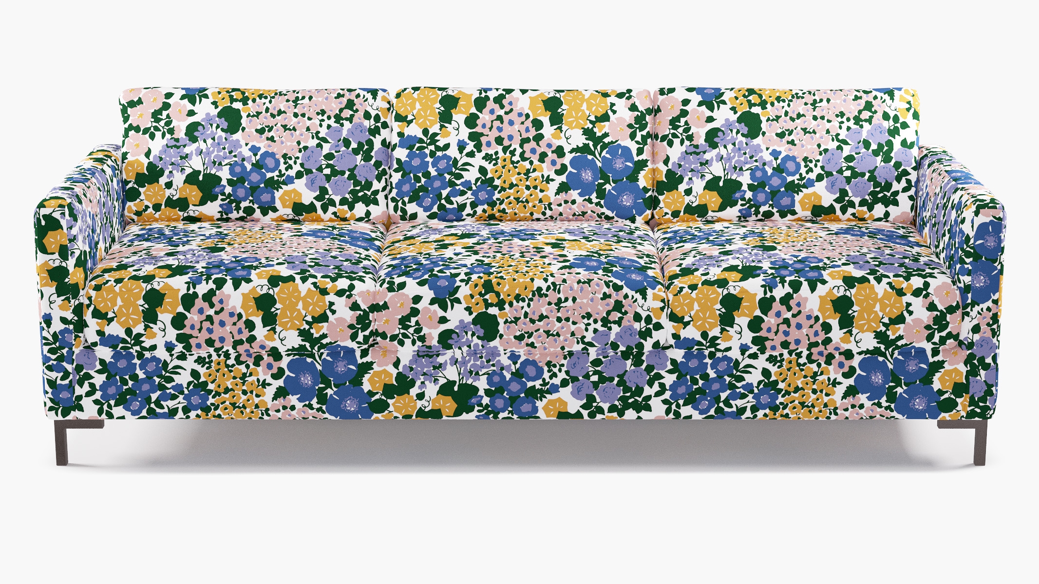 Modern Sofa, Lavender Million Flowers, Bronze L Leg - Image 0