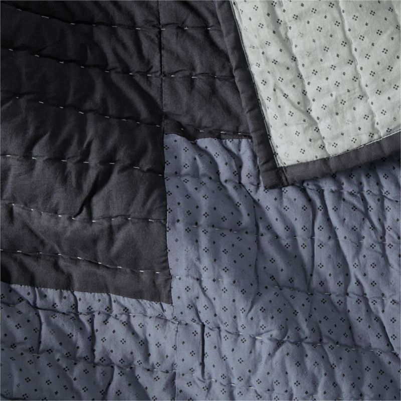 Gee's Bend Organic Cotton Midnight Navy Checkerboard Quilted Standard Bed Pillow Sham - Image 2