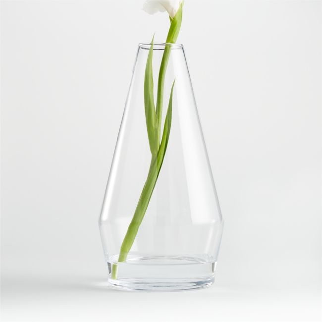 Laurel Angled Clear Glass Vase 13.5" - Image 0