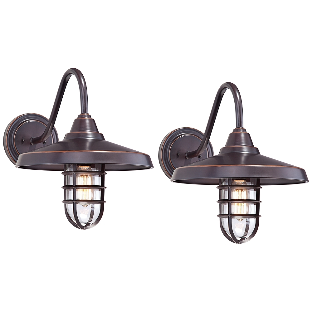John Timberland Marlowe 16 3/4" Bronze Outdoor Wall Lights Set of 2 - Image 0