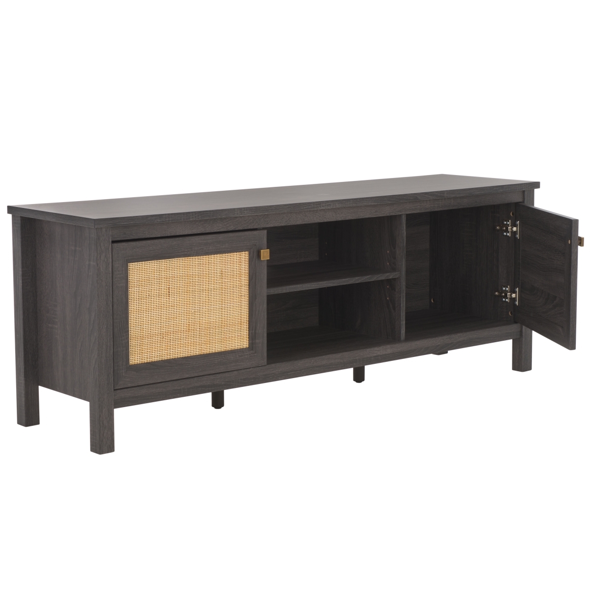 Evane 2 Door Media Stand - Distressed Black / Natural - Safavieh - Image 5