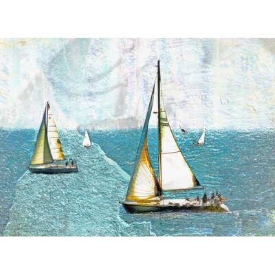 "Sailboats in the Harbor" by Hal Halli Painting Print on Wrapped Canvas - Image 0