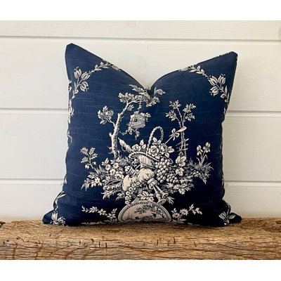Navy Blue Pastorale Toile Pillow Cover - Image 0