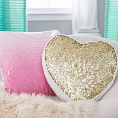 Ombre Sequin Pillow Cover, 18"x18", Magenta - Image 2