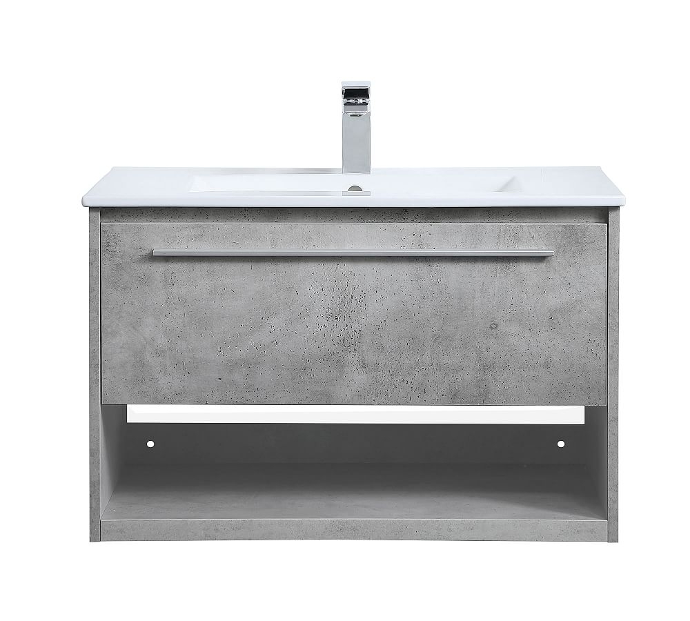 Evanna Single Sink Floating Vanity Cabinet, 1 Drawer, Concrete Gray, 30" - Image 0