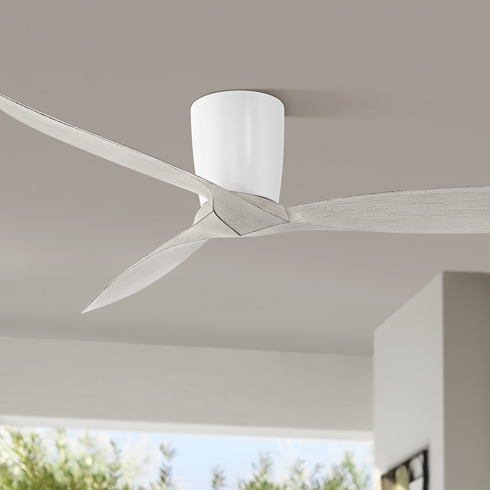 56" Casa Vieja Tre White and Oak Indoor/Outdoor Hugger Ceiling Fan - Image 0
