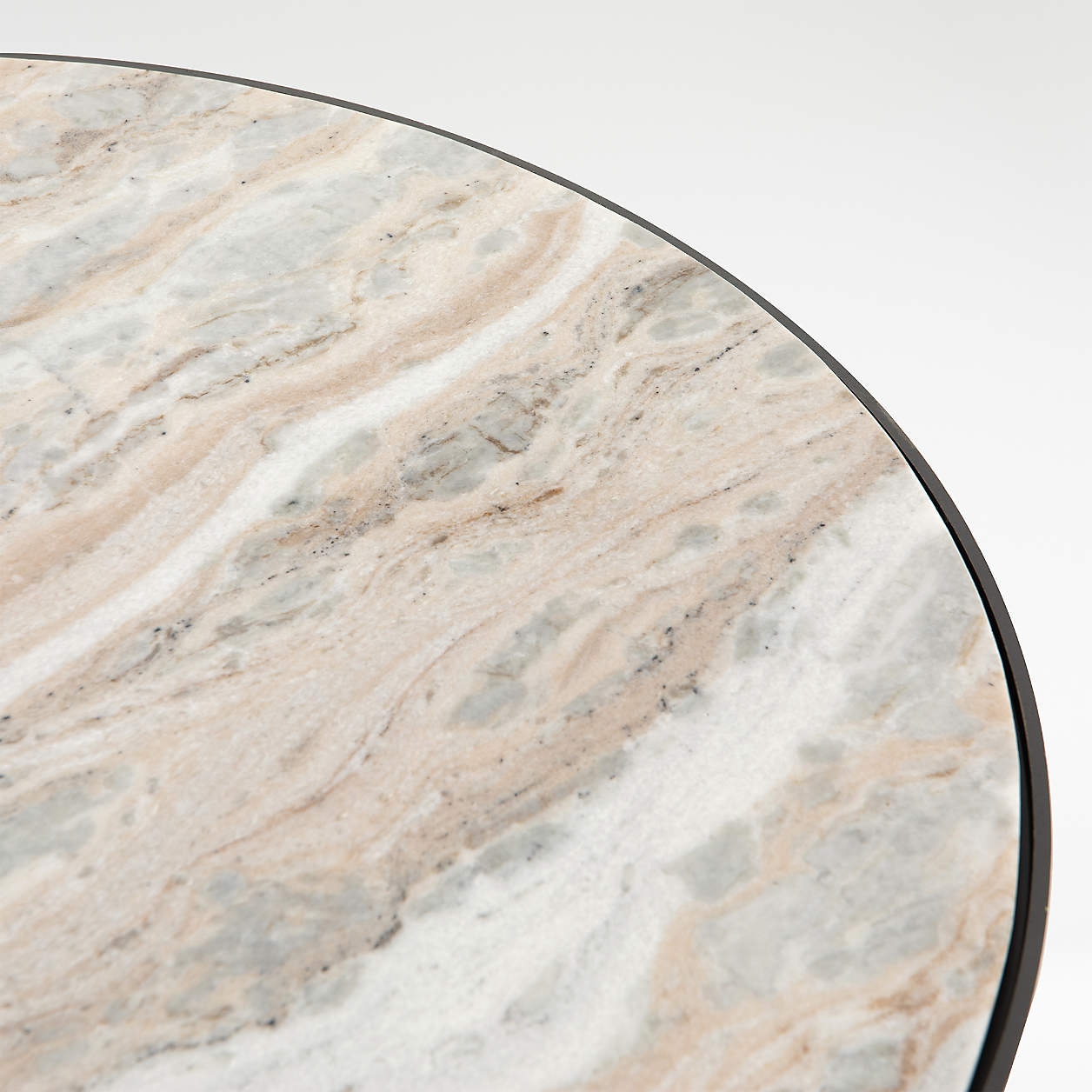 Dev Taupe Marble and Grey Metal 35" Round Coffee Table - Image 4