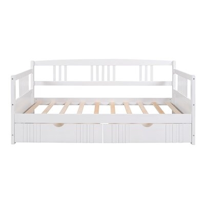 Twin Size Daybed Wood Bed With Two Drawers,White - Image 0