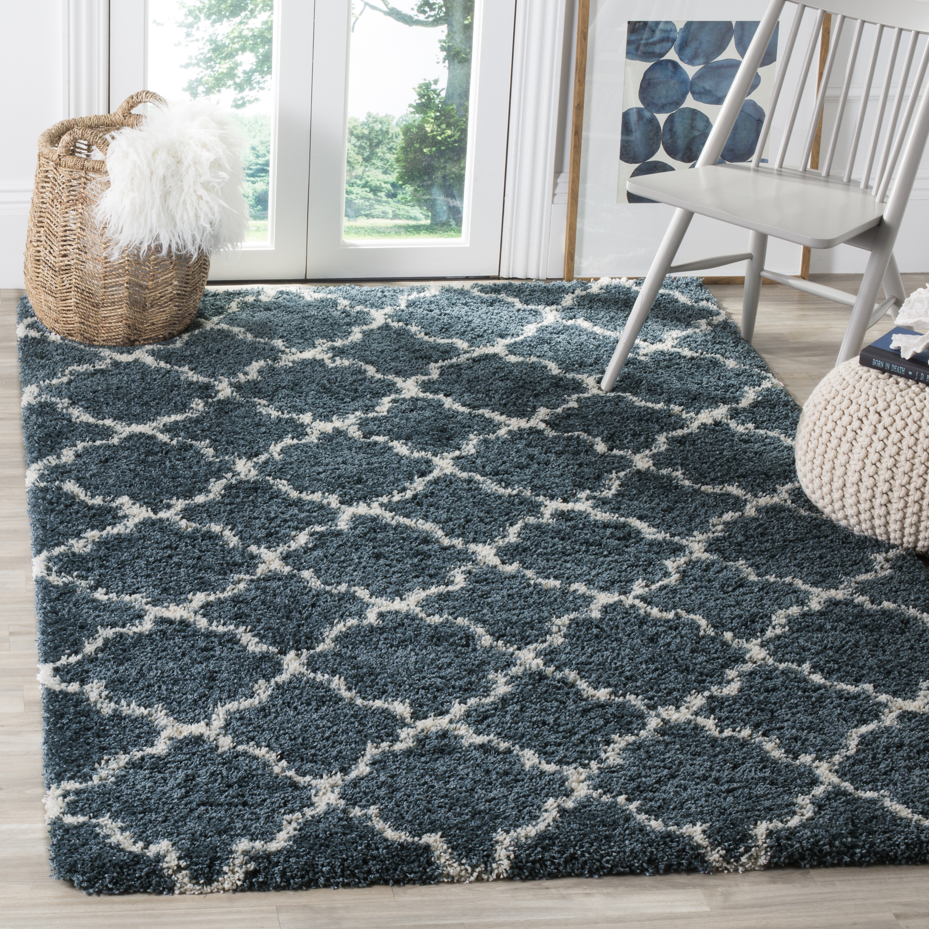 Arlo Home Woven Area Rug, SGH282L, Slate Blue/Ivory,  2' X 3' - Image 1