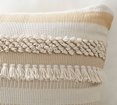 Misty Eco-Friendly Striped Indoor/Outdoor Pillow , 22 x 22", Ivory Multi - Image 2