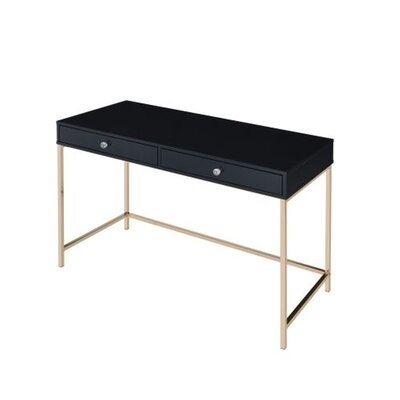 Belma Writing Desk, Black High Gloss & Gold Finish - Image 0