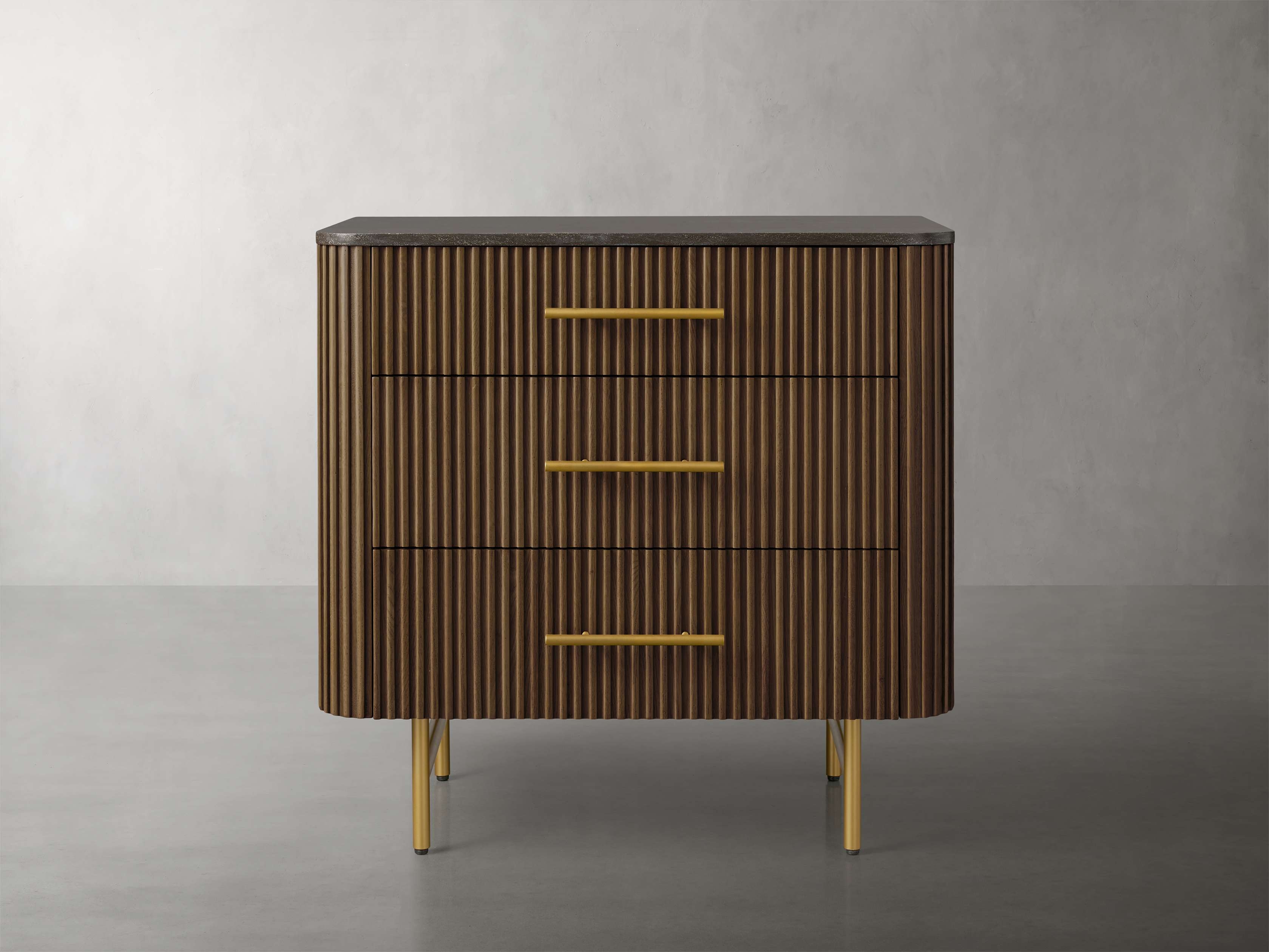 Finnley Three-Drawer Chest in Stone Brown  Bluestone/Mocha - Image 0