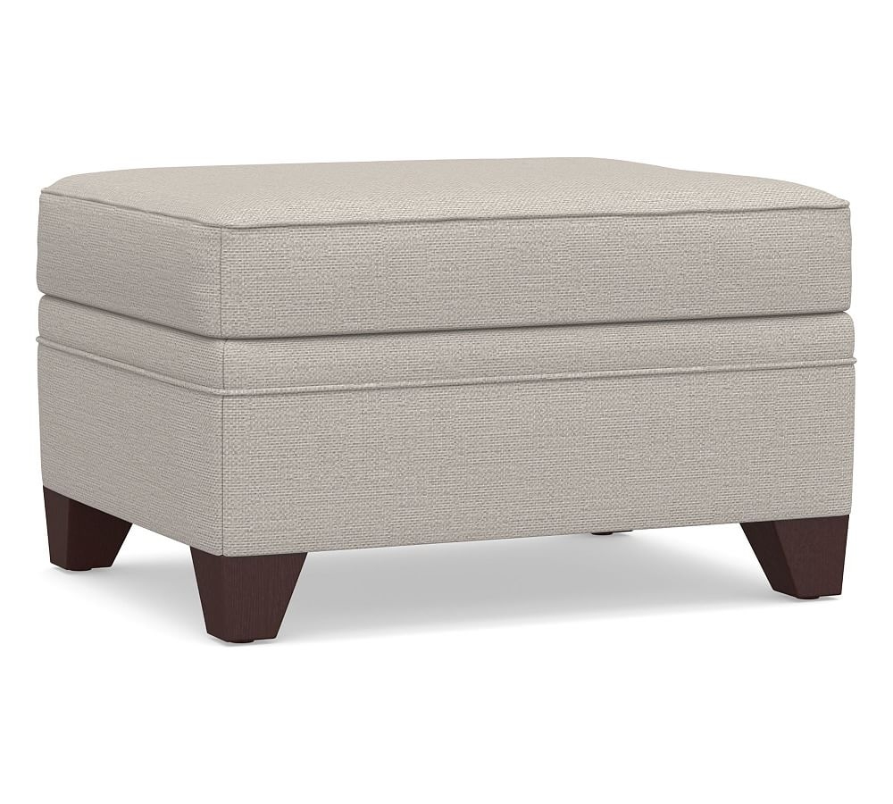 Cameron Upholstered Storage Ottoman, Polyester Wrapped Cushions, Chunky Basketweave Stone - Image 0