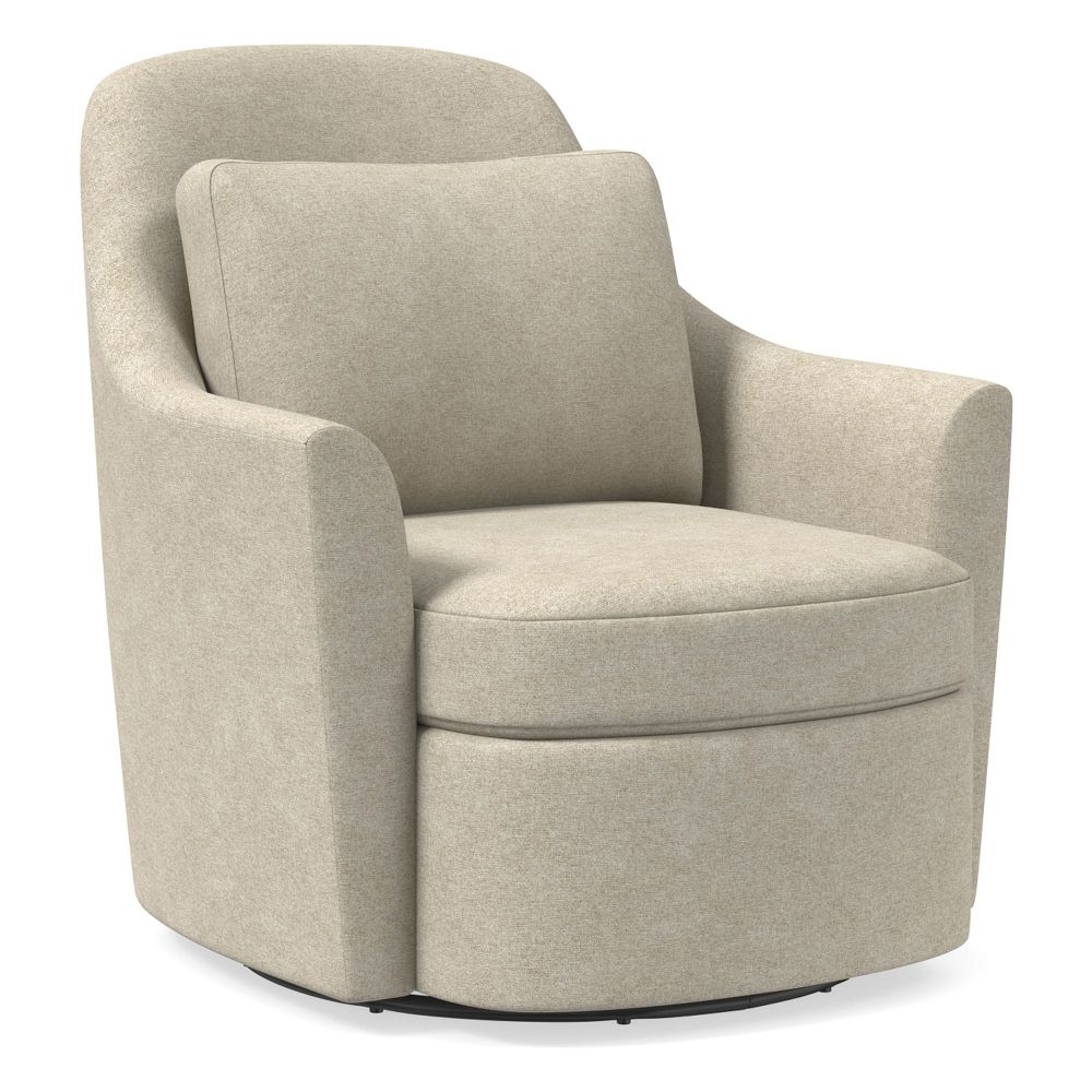 Dallas Swivel Chair, Poly, Distressed Velvet, Dune, N/A - Image 0