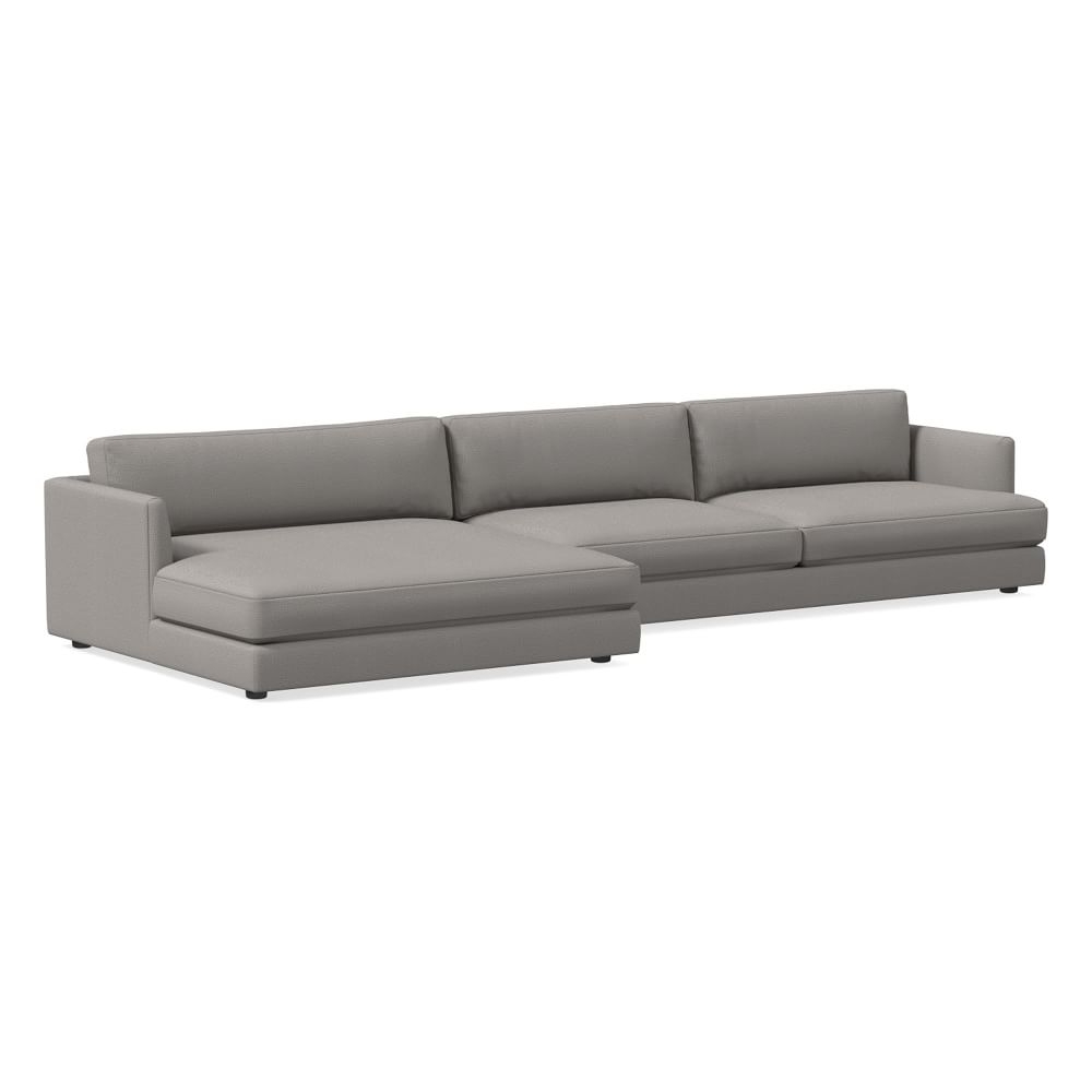 Haven 151" Left Multi Seat Double Wide Chaise Sectional, Standard Depth, Yarn Dyed Linen Weave, Pearl Gray - Image 0