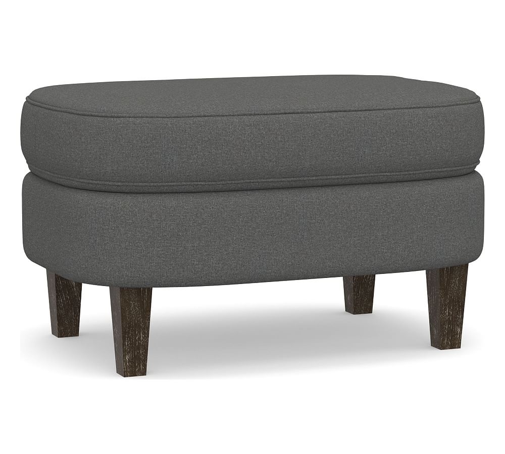 Cardiff Upholstered Ottoman, Polyester Wrapped Cushions, Park Weave Charcoal - Image 0