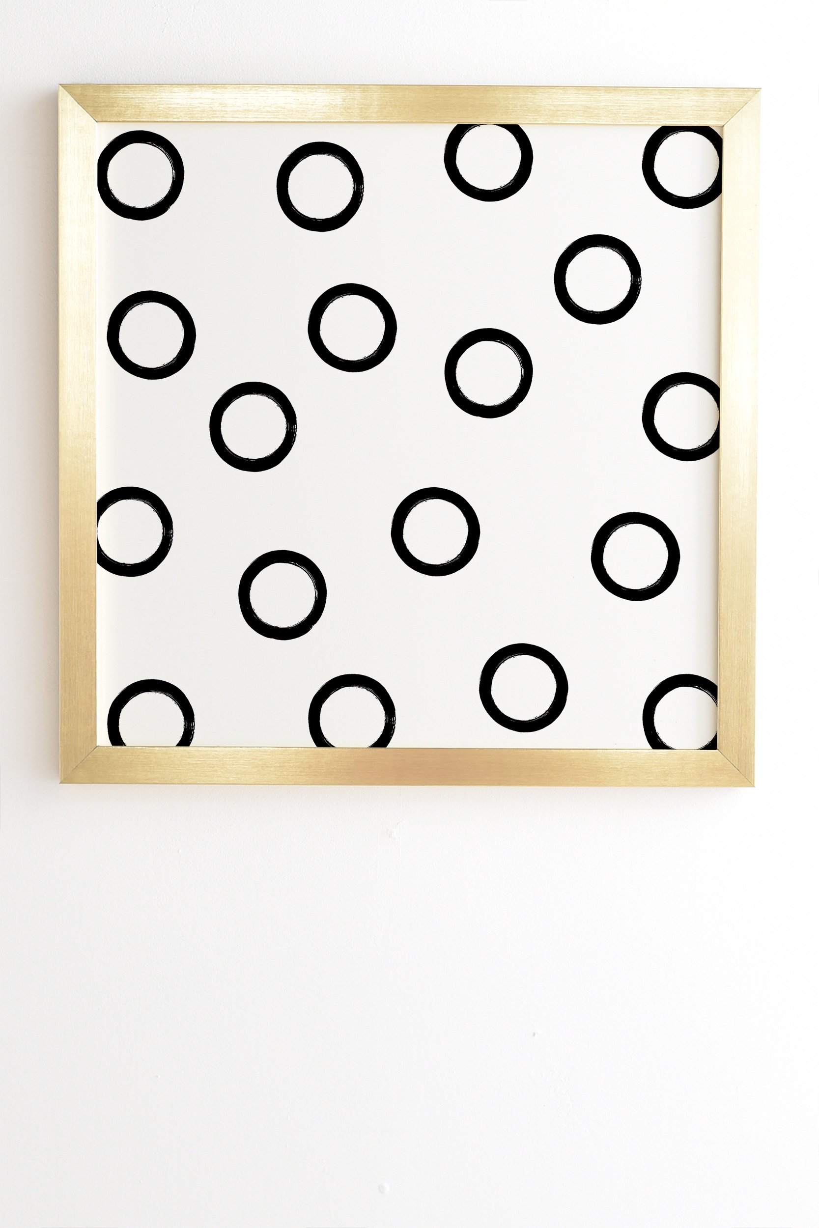 Monochrome Circles V2 by Kelly Haines - Framed Wall Art Basic Gold 11" x 13" - Image 1
