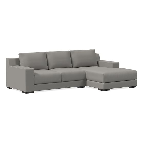 Dalton  Right 2-Piece Chaise Sectional, Down, Performance Washed Canvas, Storm Gray, Black - Image 0