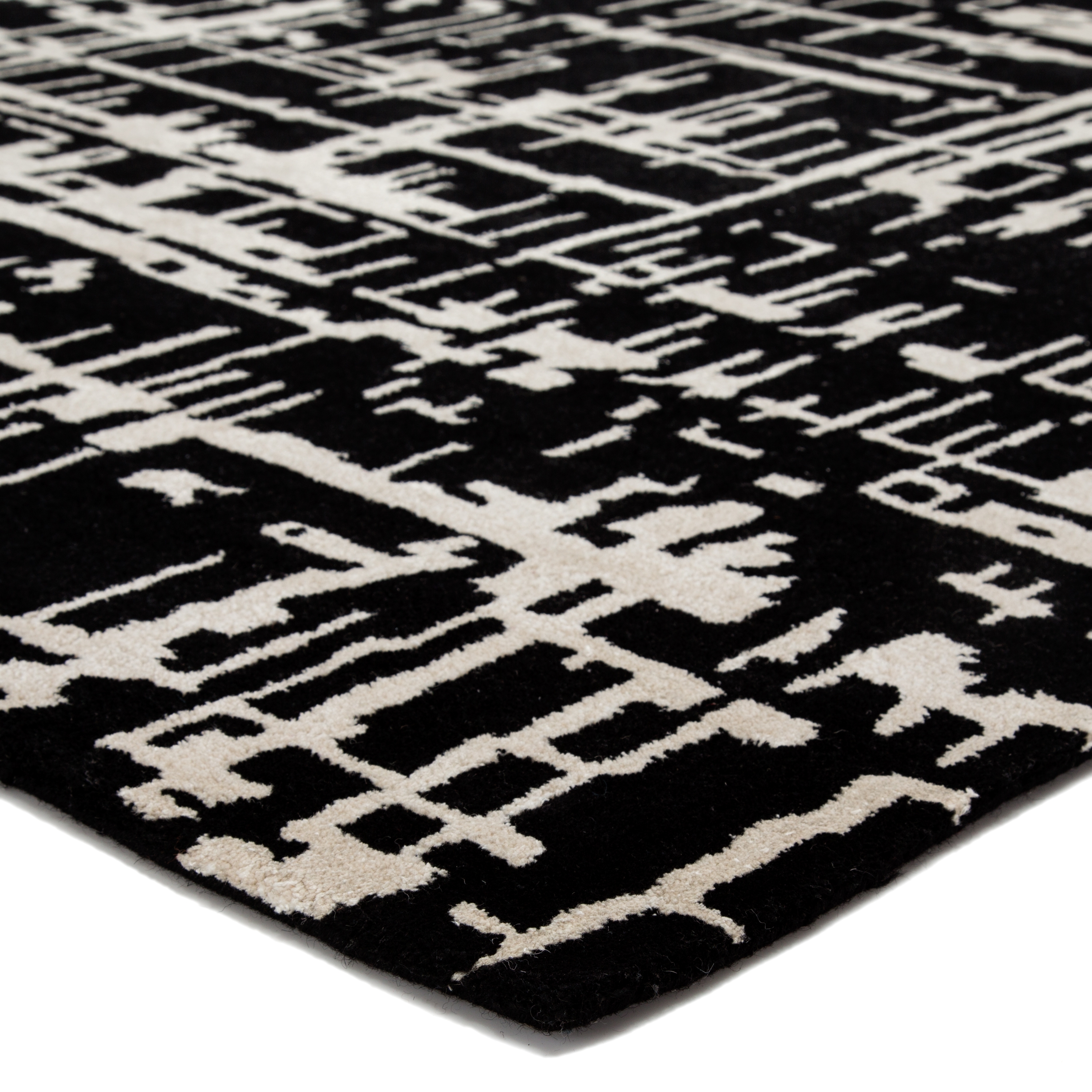 Pals Handmade Trellis Black/ Cream Area Rug (2'X3') - Image 1