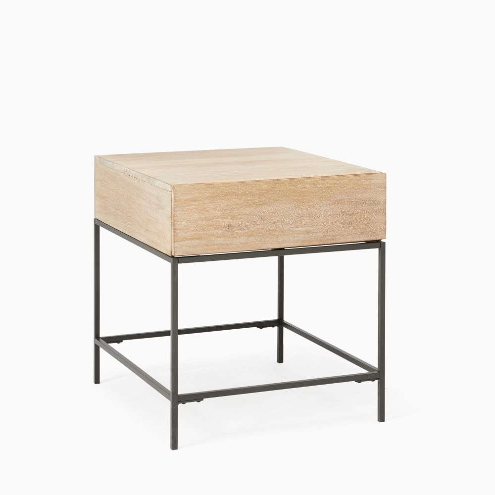 Industrial Storage Collection Cerused White Industrial Storage Side Table - Image 0