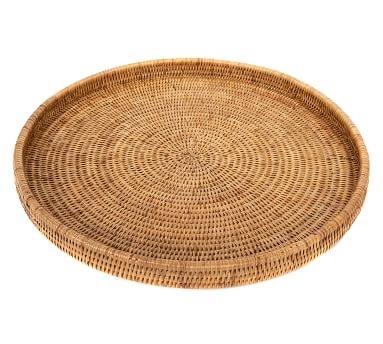 Summerville Handwoven Rattan Round Serving Tray, Natural - Image 4