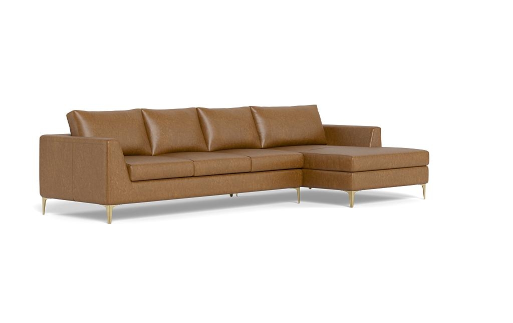 Asher Leather 4-Seat Right Chaise Sectional - Image 1