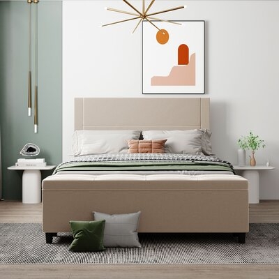 Queen Size Storage Bed Upholstered Platform Bed - Image 0