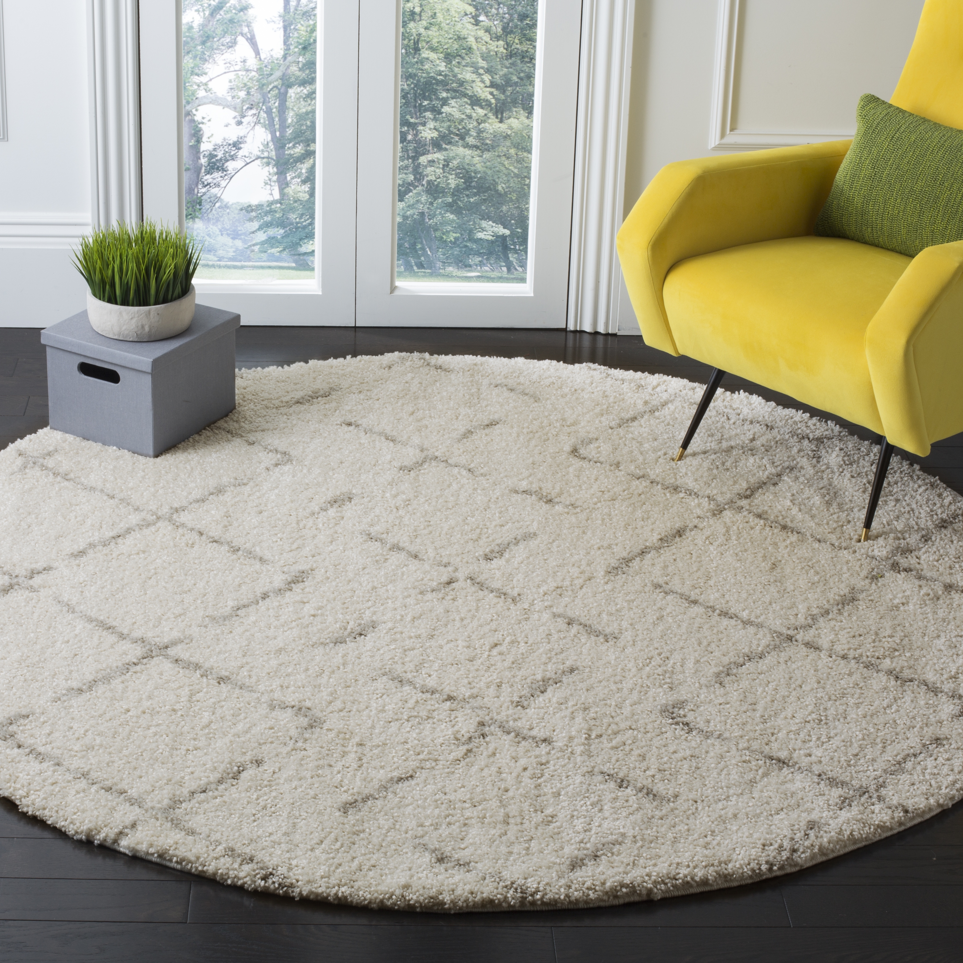 Arlo Home Woven Area Rug, ASG743A, Ivory/Beige,  6' 7" X 6' 7" Round - Image 1
