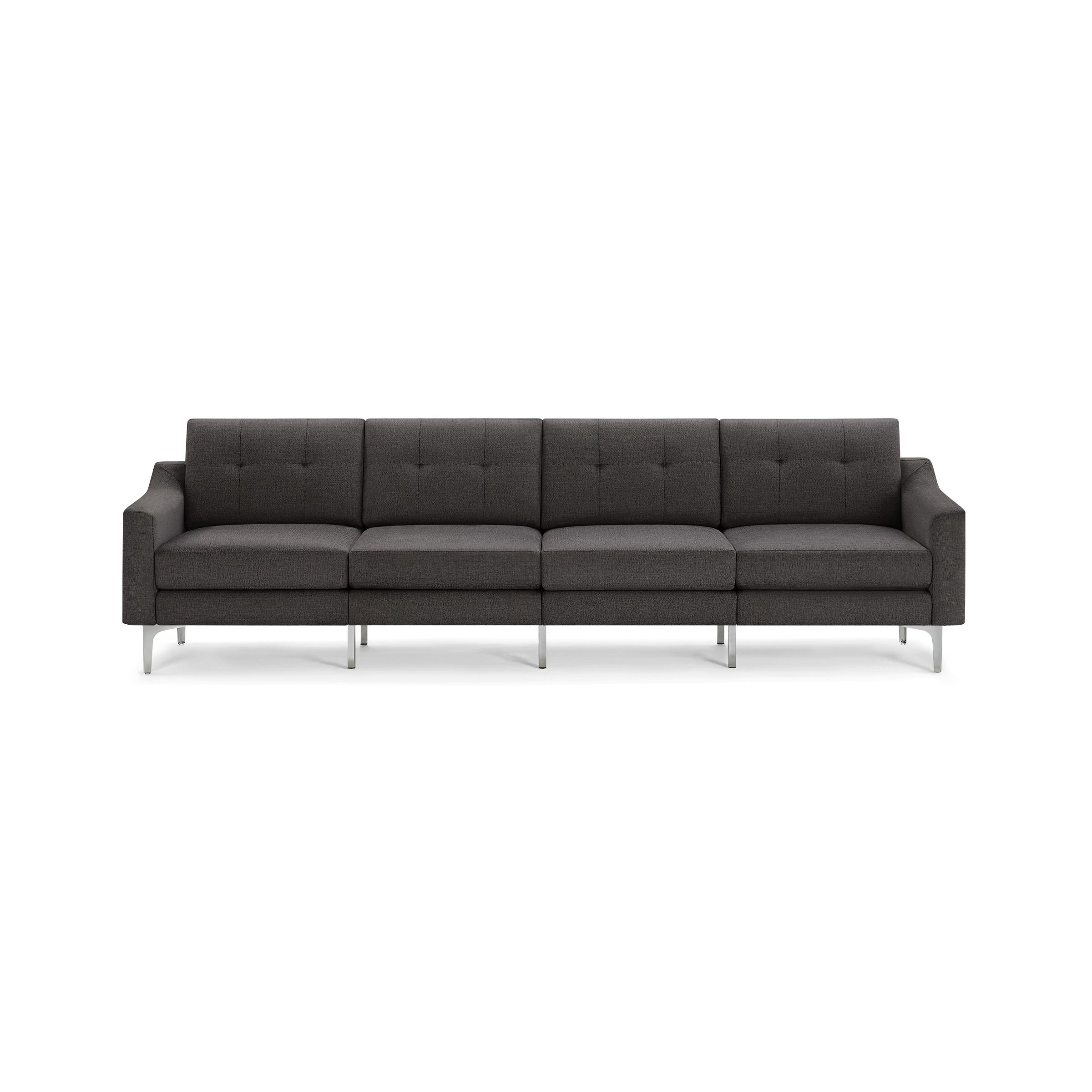 Nomad King Sofa - Heather Charcoal - Performance Chenille / Chrome - Metal / Slope - Image 0