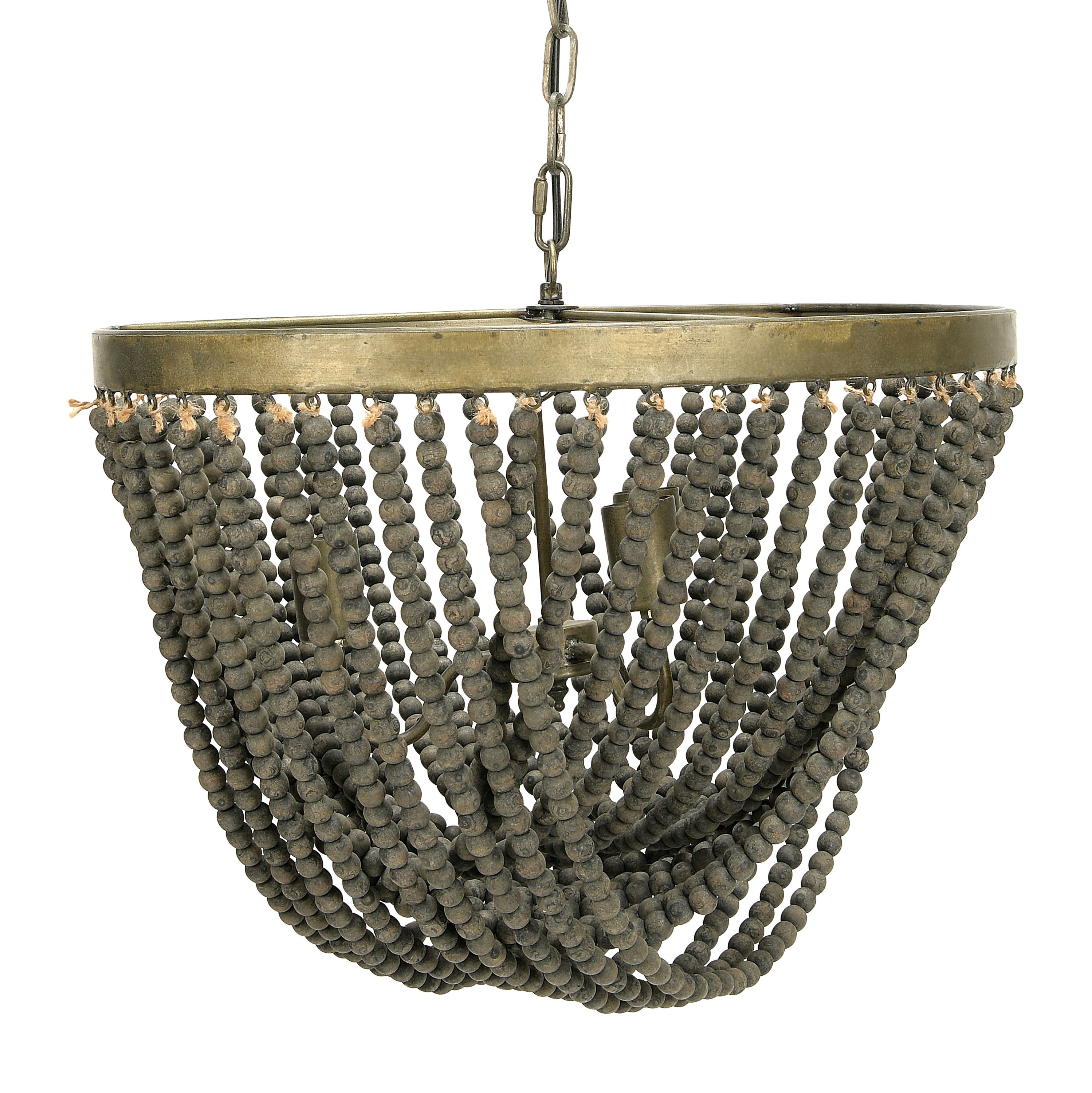 Metal Chandelier with Draped Wood Beads - Image 0