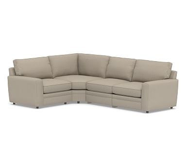Pearce Square Arm Upholstered Right Arm 4-Piece Reclining Wedge Sectional, Down Blend Wrapped Cushions, Sunbrella Performance Herringbone Light Gray - Image 0