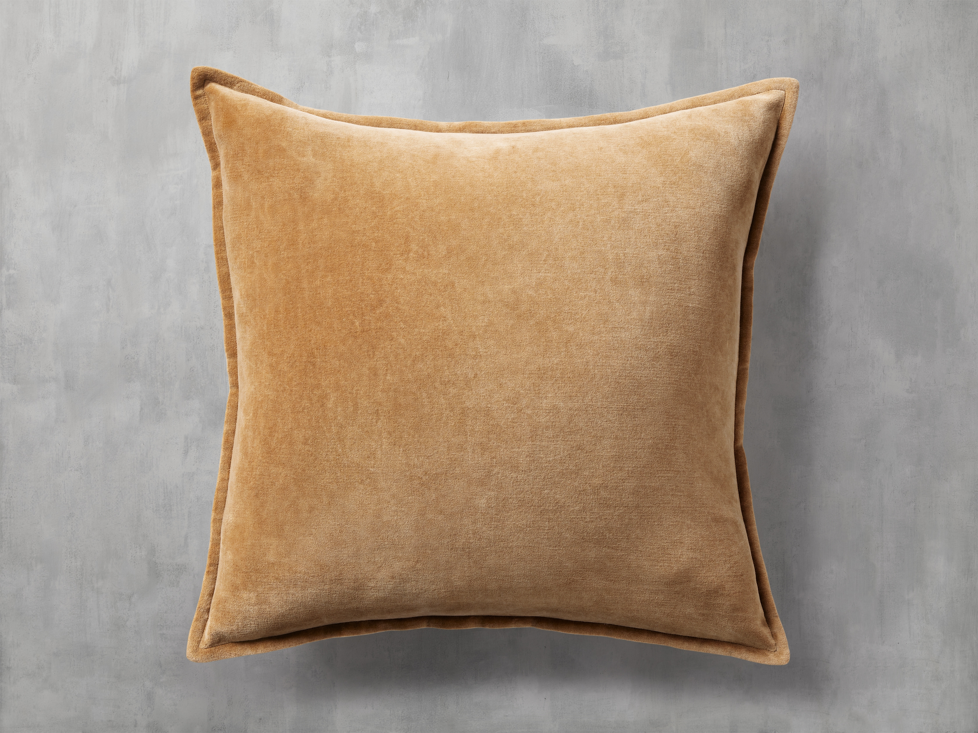 Stone Washed Square Pillow Cover Velvet in Yellow  Ochre - Image 0