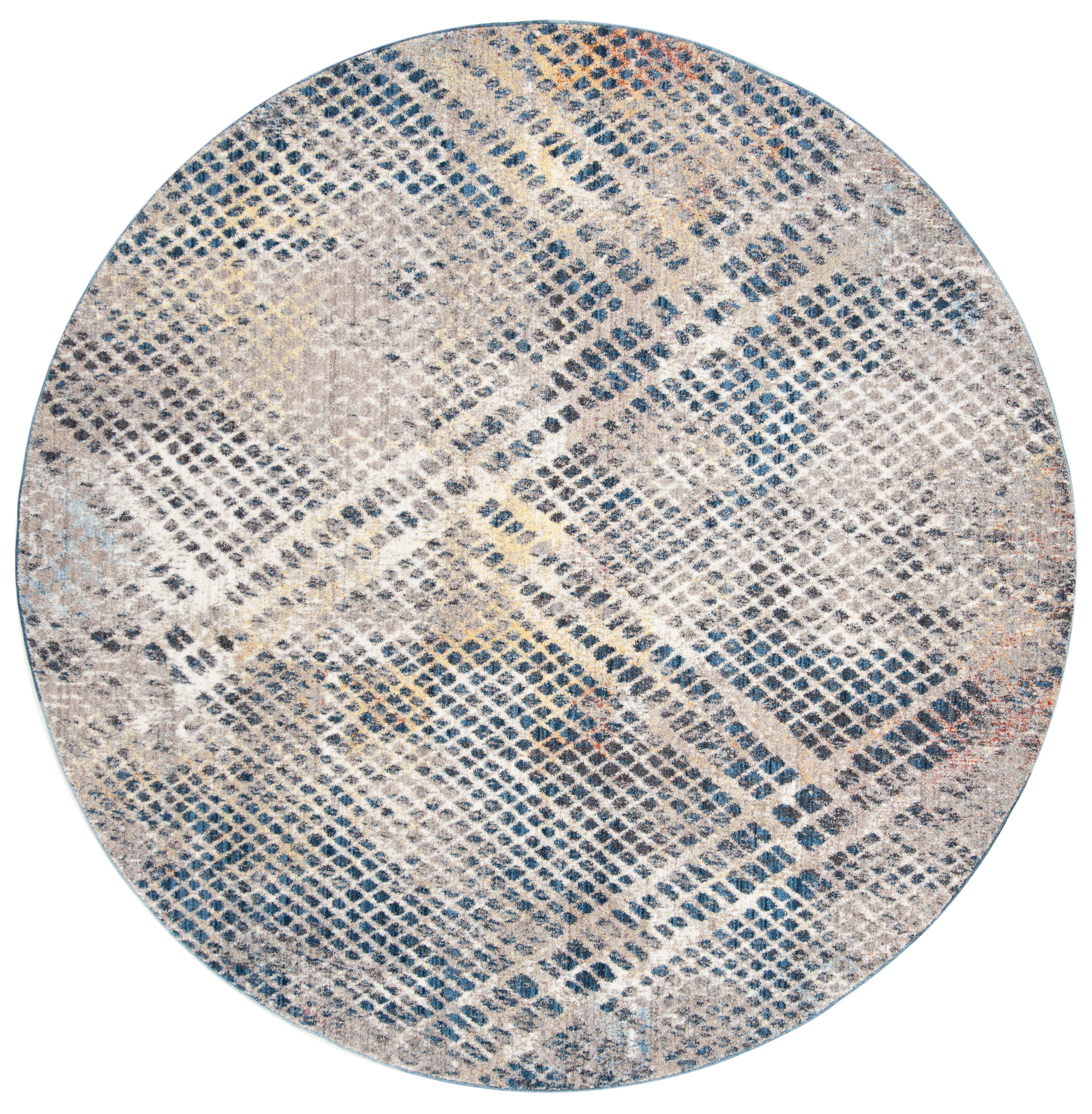 Arlo Home Woven Area Rug, MNY656E, Blue/Multi,  7' X 7' Round - Image 0