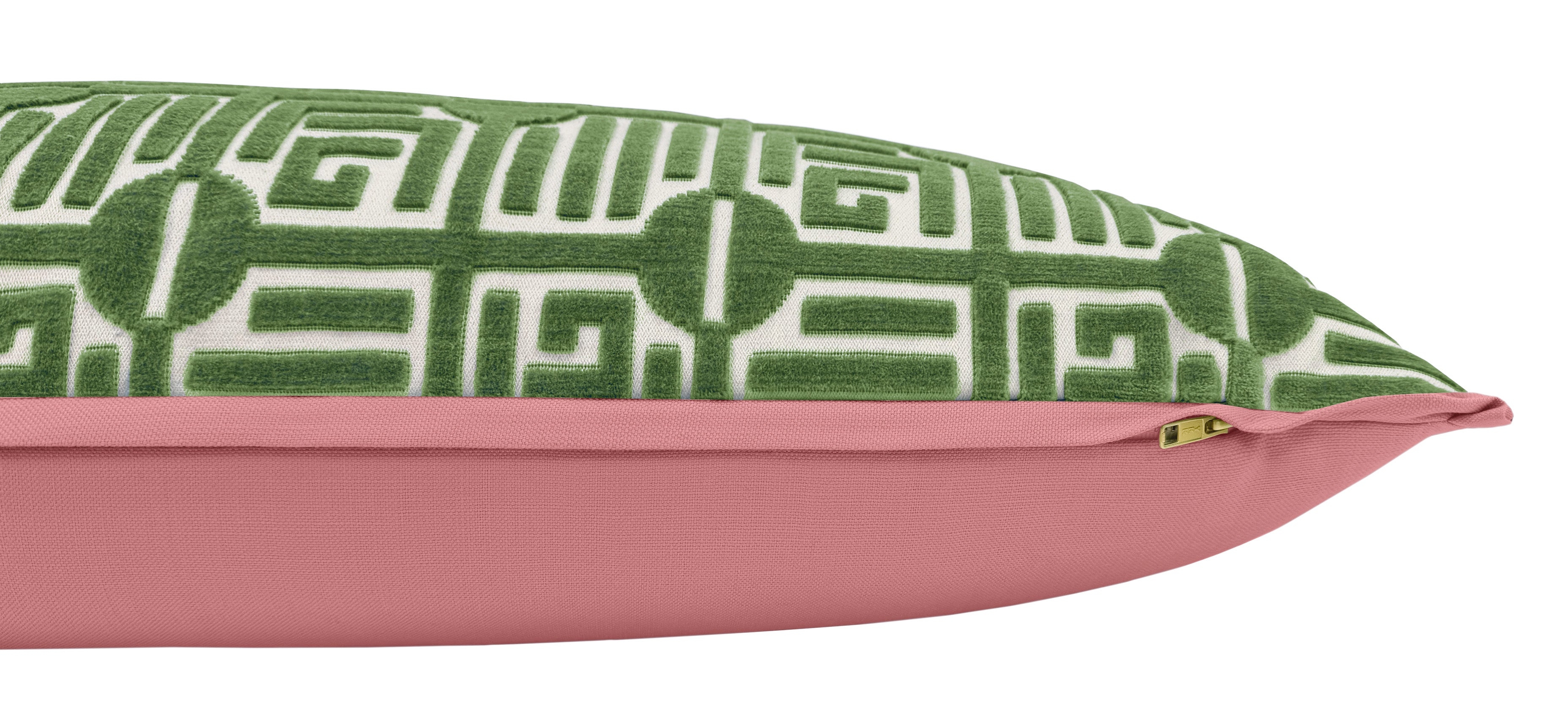 THE XL LUMBAR :: LABYRINTH VELVET // EMERALD | THIBAUT - Sample 4" X 4" / BUTTERFLY FLANGE / Carnation - Image 3