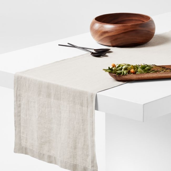 Marin 90" Warm Natural EUROPEAN FLAX ™-Certified Linen Table Runner - Image 0