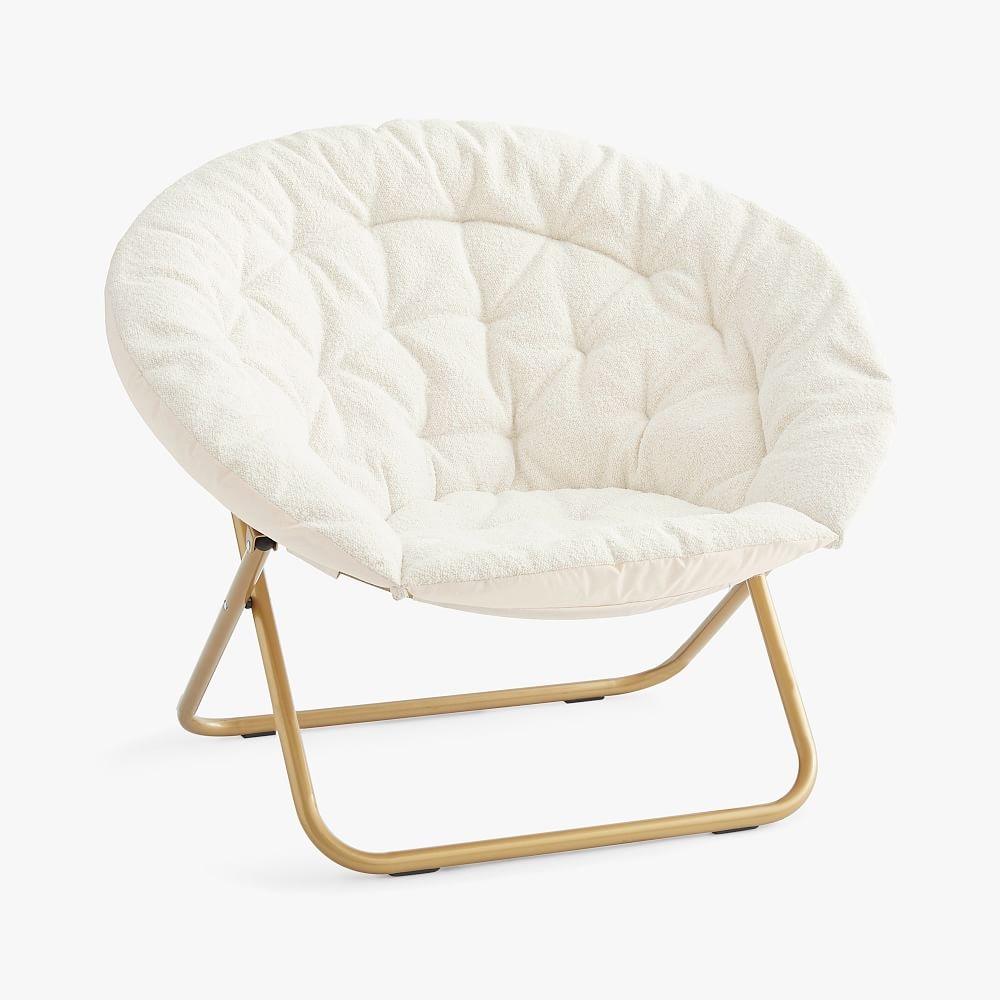 Chunky Boucle Ivory Hang A Round Lounge Chair - Image 0