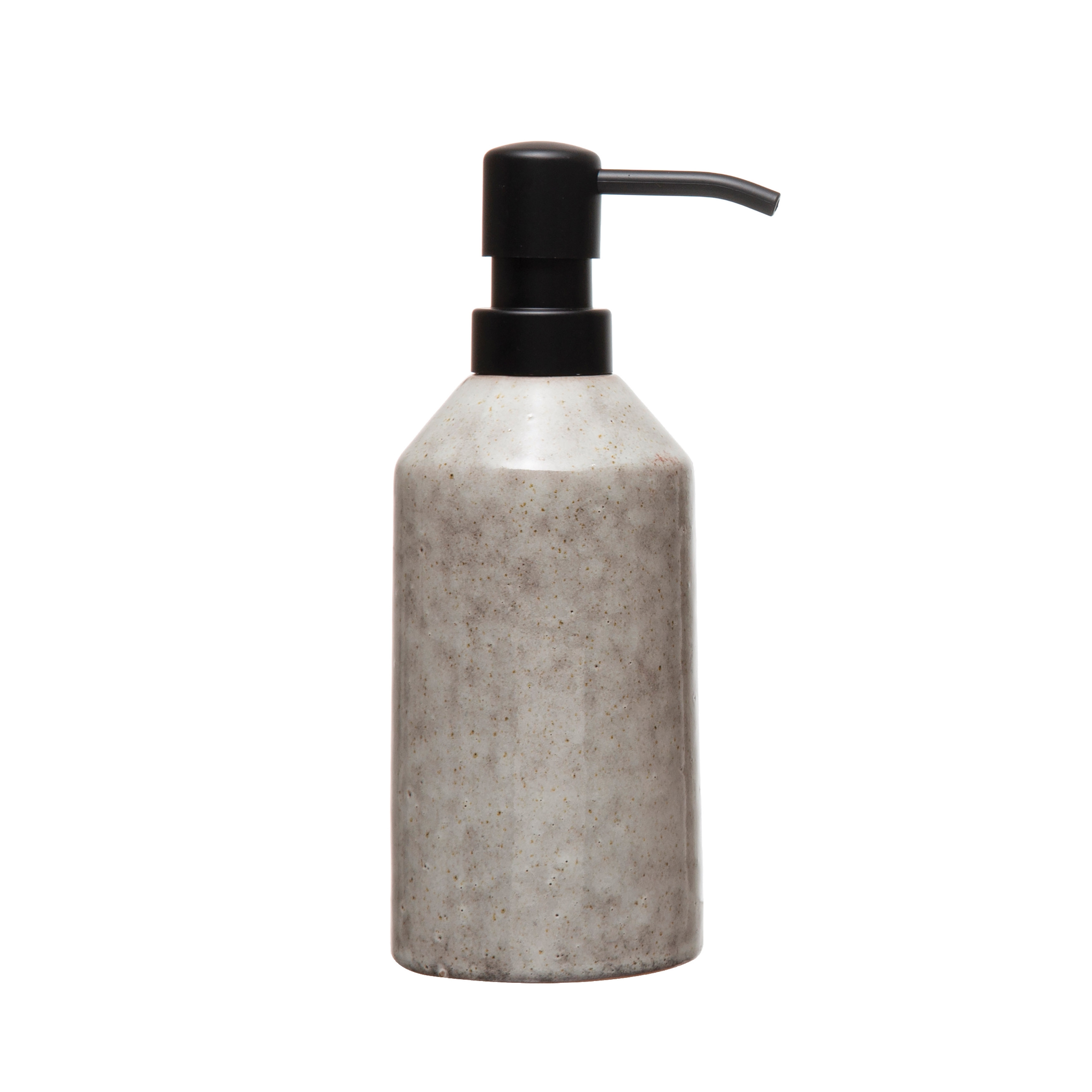Neutral Colored Reactive Glaze Stoneware Soap Dispenser with Black Pump - Image 0