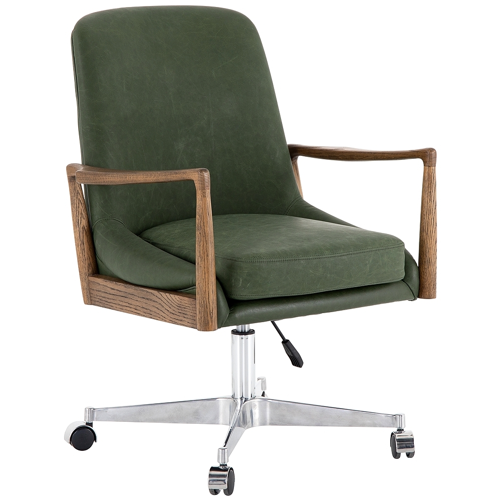 Braden Mid-Century Eden Sage Leather Adjustable Swivel Desk Chair - Style # 98F36 - Image 0