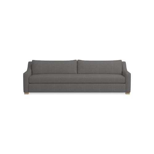 Ghent Slope Arm 108 Sofa, Standard Cushion, Perennials Performance Melange Weave, Grey, Natural Leg - Image 0