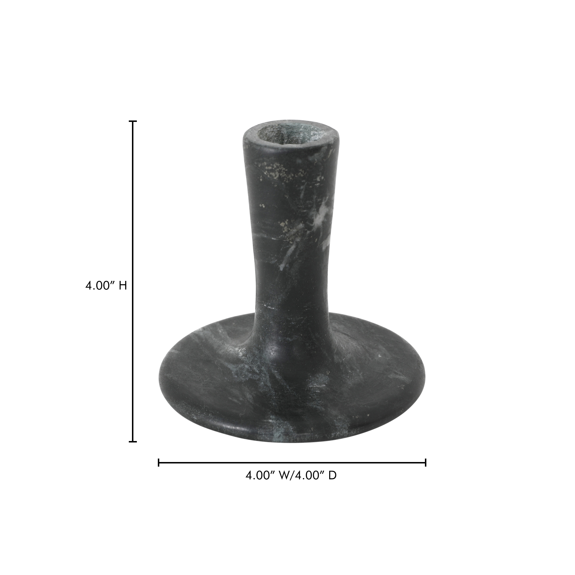 East Short Candle Holder Black Veined Marble - Image 4