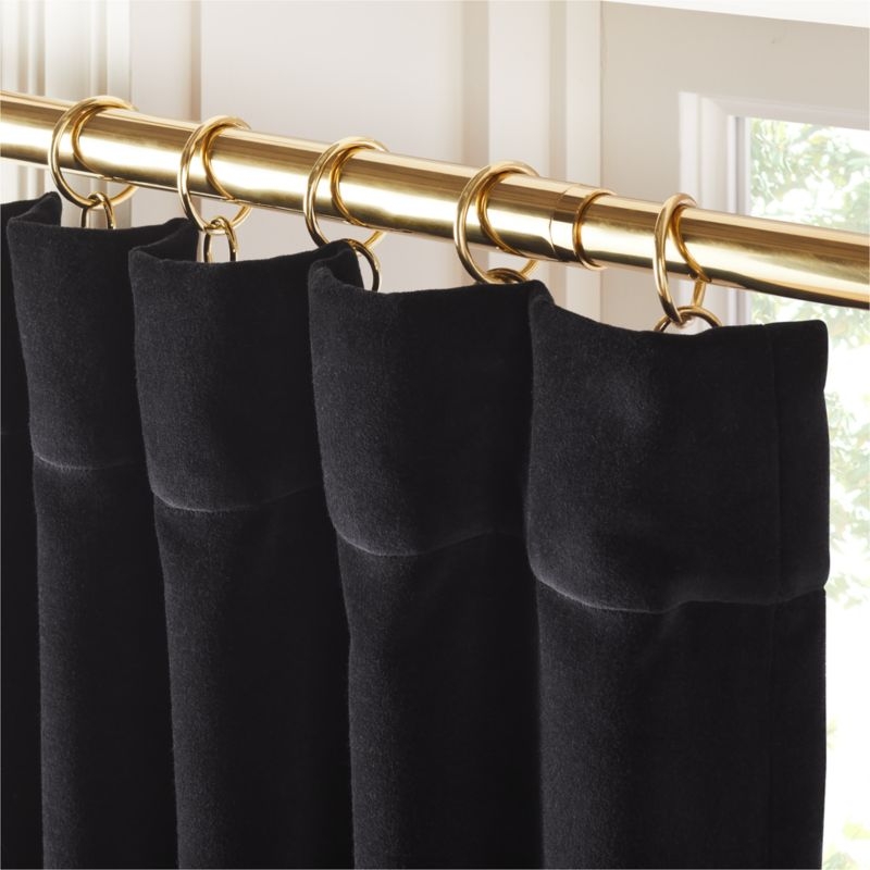 Black Organic Cotton Velvet Blackout Window Curtain Panel 48"x84" - Image 1