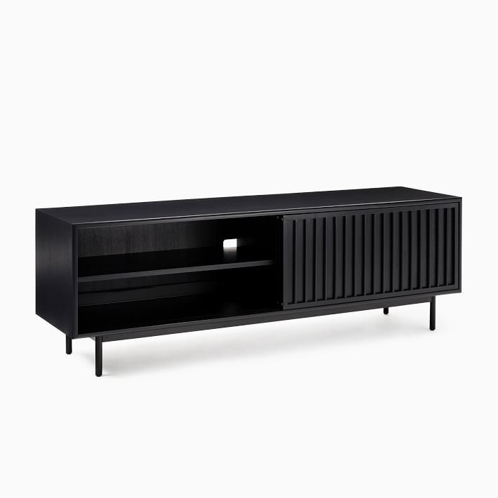 Slatted Collection 67" Media Console, Black - Image 2