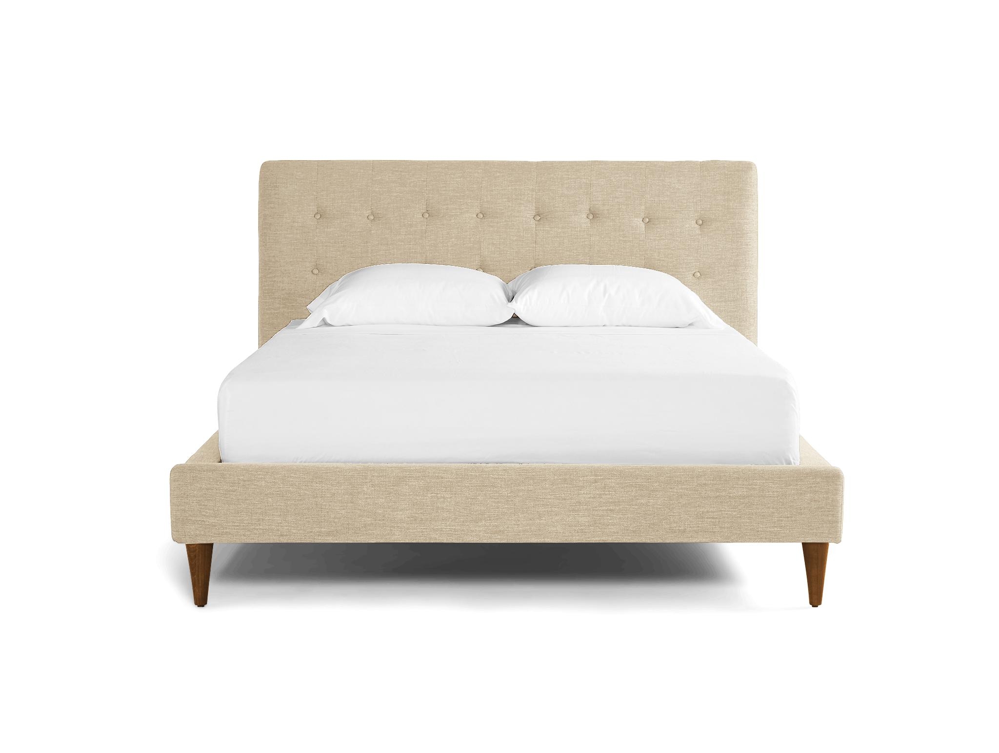 White Eliot Mid Century Modern Bed - Nico Oyster - Mocha - Queen - Image 0