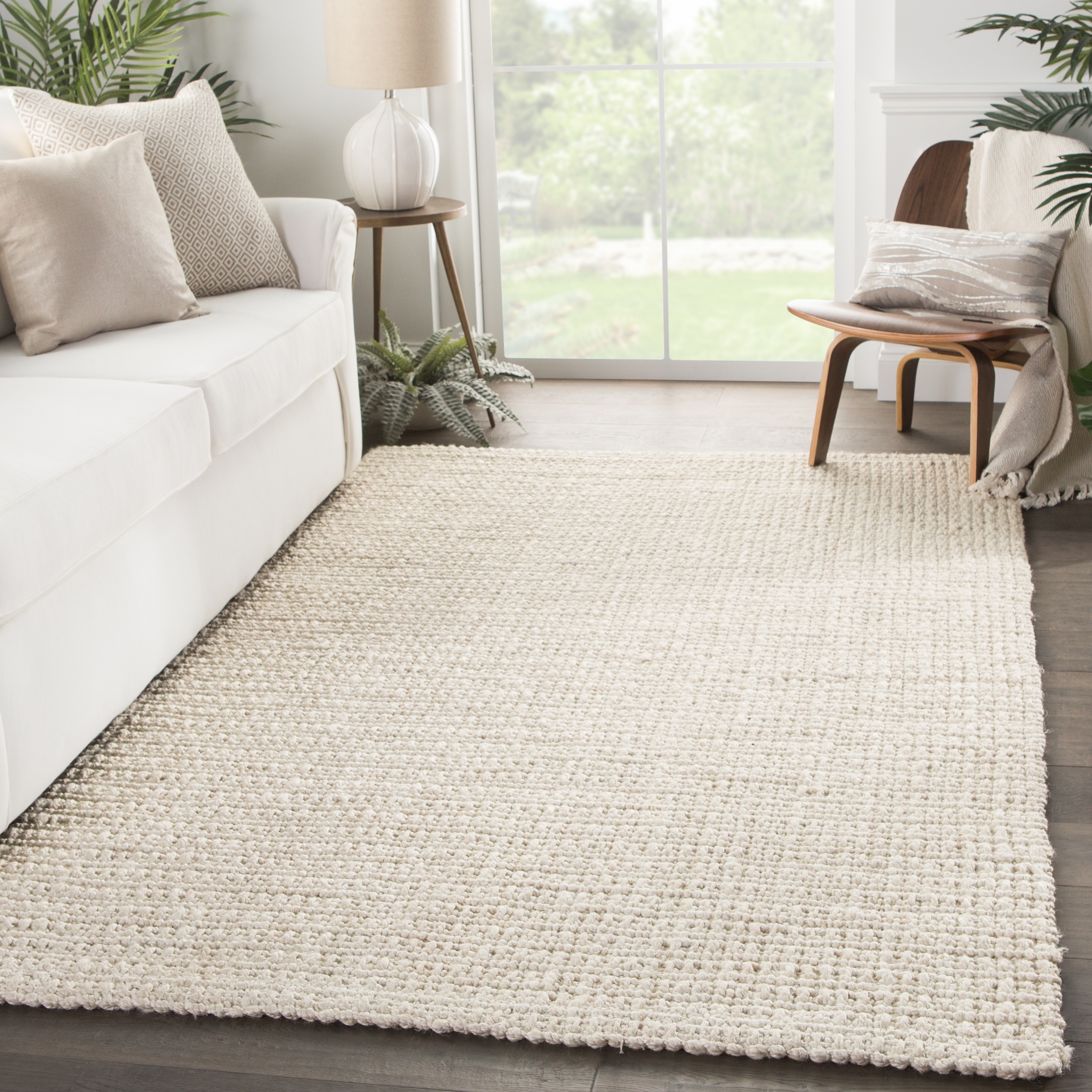 Tyne Natural Solid Ivory Area Rug (8'X10') - Image 4