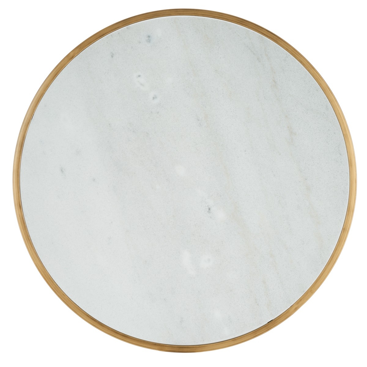 Brynna Round Marble Coffee Table - White/Bronze - Image 6