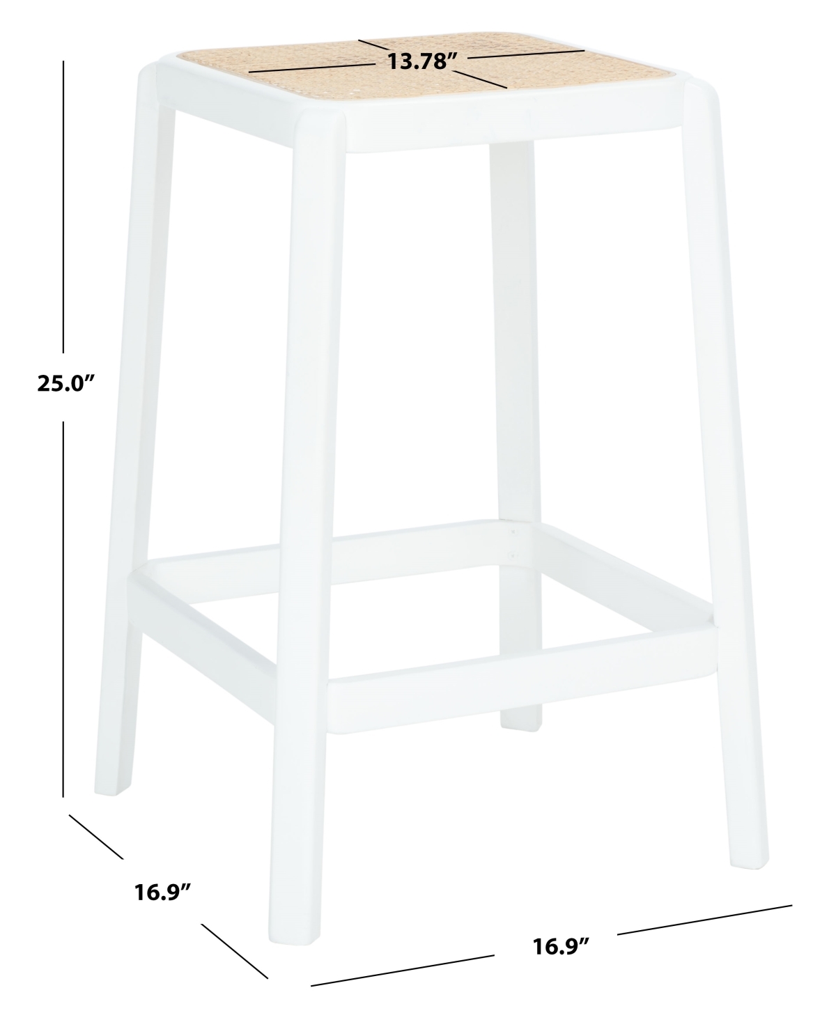 Silus Backless Cane Counter Stool - White / Natural - Safavieh - Image 7