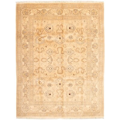 One-of-a-Kind Yaak Hand-Knotted New Age Ushak Ivory 9' x 11'9" Wool Area Rug - Image 0