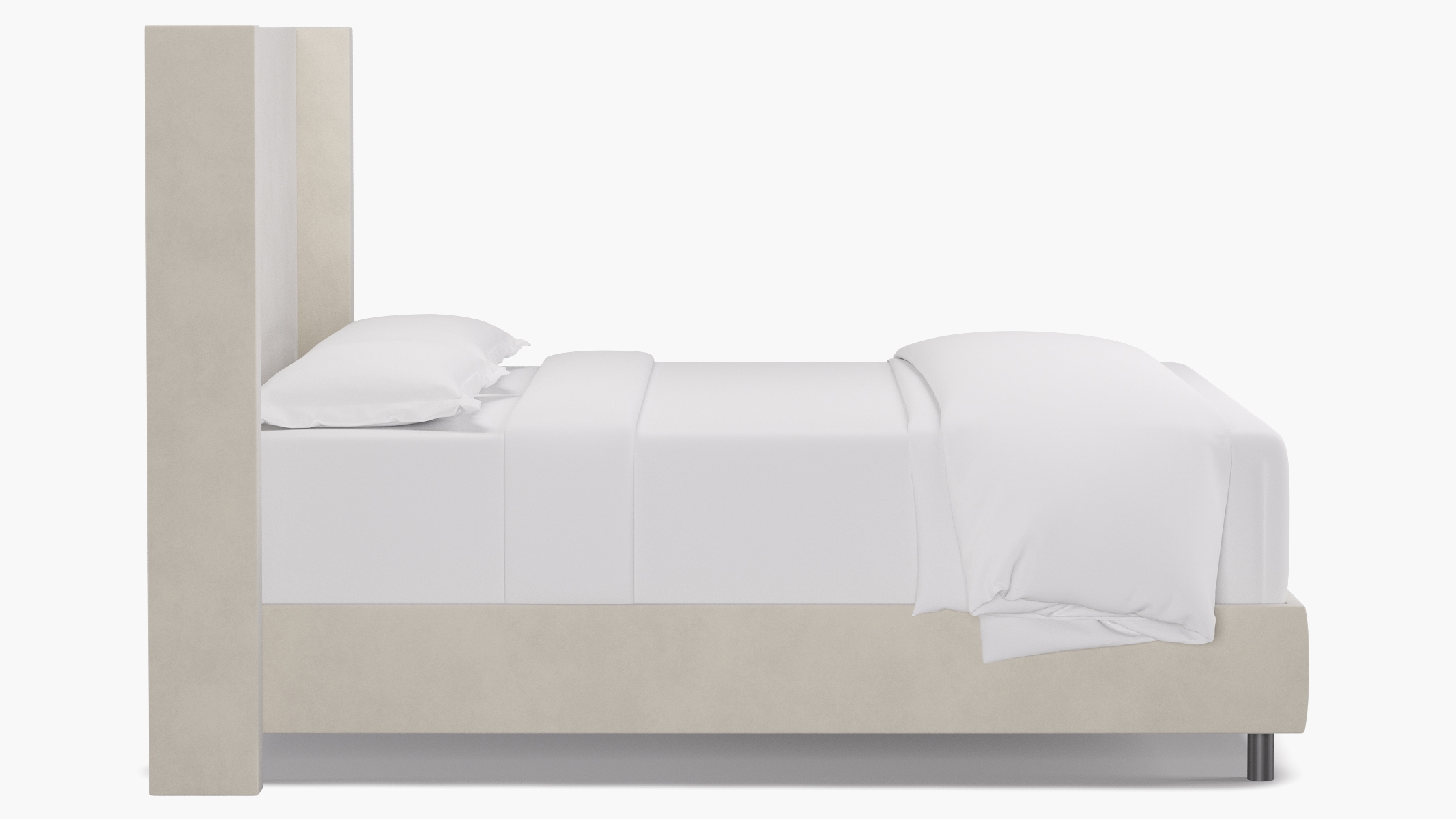Modern Wingback Bed, White Classic Velvet, Queen - Image 2